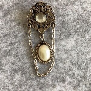 Vintage Ornate Brooch with Stones-M